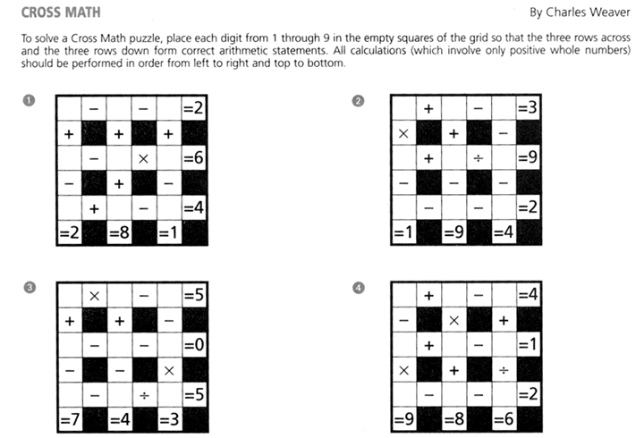 Cross Math Puzzle