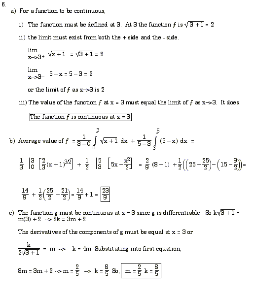 2003 A P Calculus Exam AB Free Response Questions